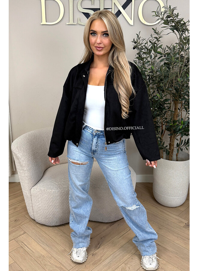 BLACK - 'ROSIE V2 JACKET' - SUEDE BOMBER JACKET
