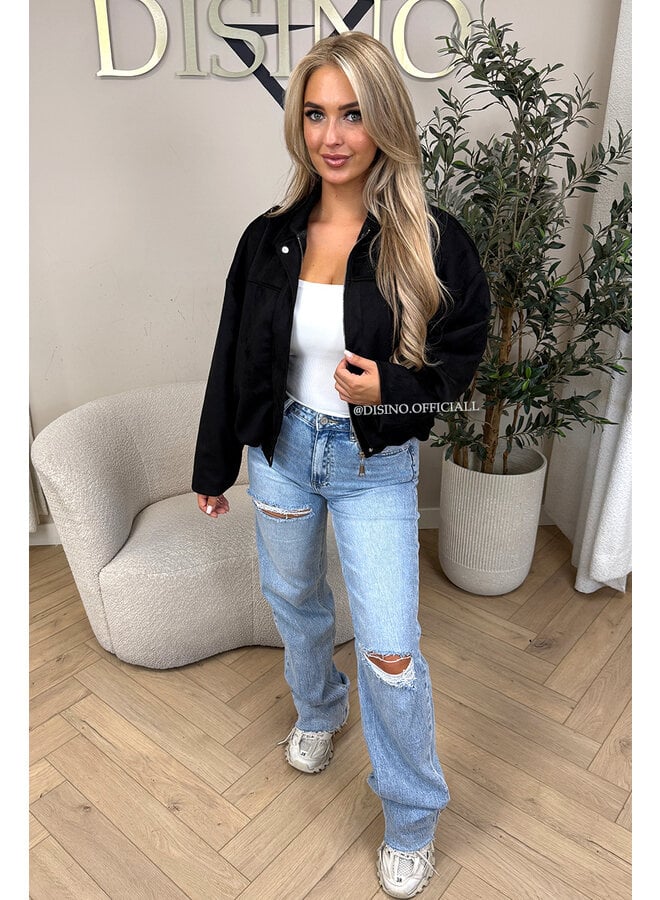BLACK - 'ROSIE V2 JACKET' - SUEDE BOMBER JACKET