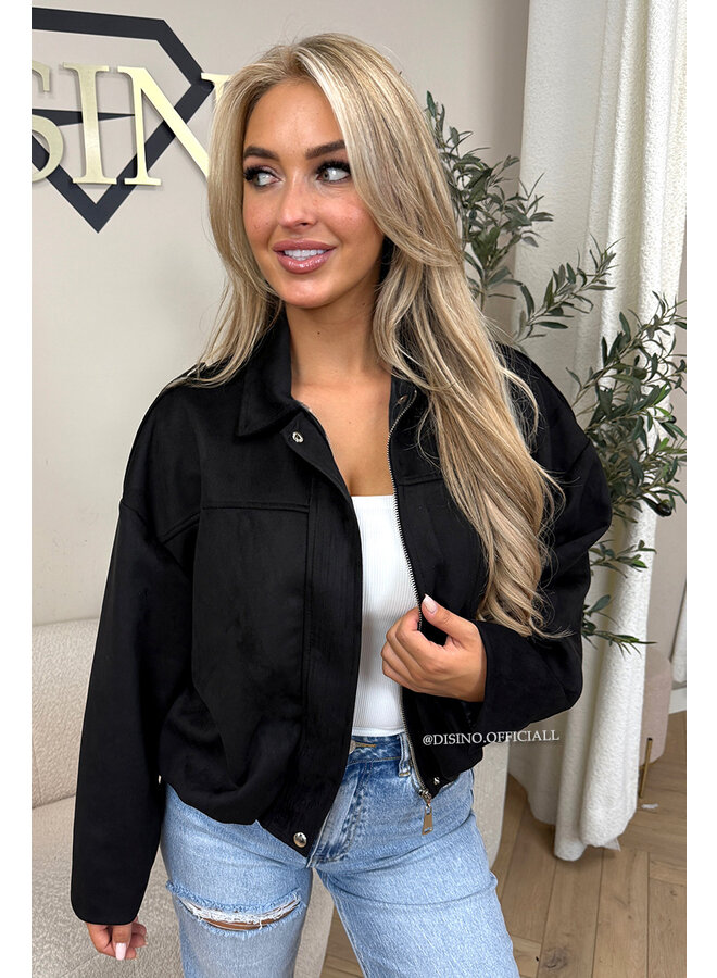 BLACK - 'ROSIE V2 JACKET' - SUEDE BOMBER JACKET
