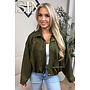 KHAKI GREEN - 'ROSIE V2 JACKET' - SUEDE BOMBER JACKET