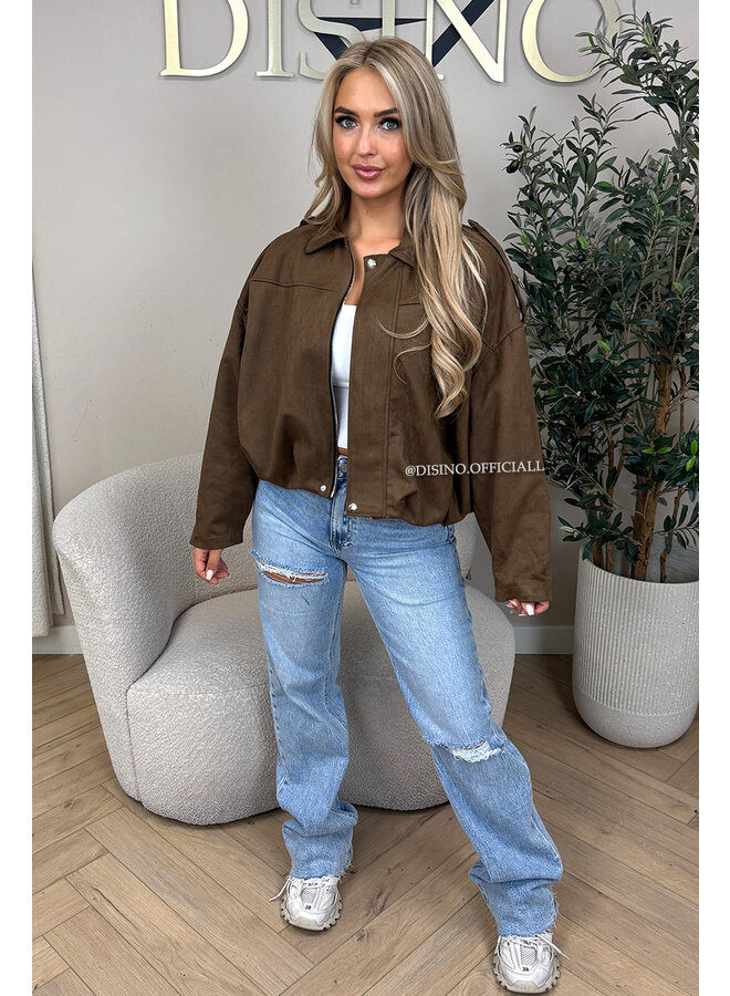BROWN - 'ROSIE V2 JACKET' - SUEDE BOMBER JACKET