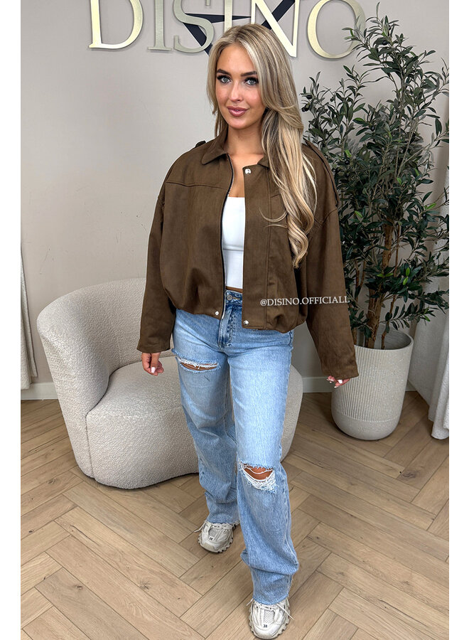 BROWN - 'ROSIE V2 JACKET' - SUEDE BOMBER JACKET