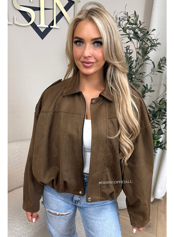 BROWN - 'ROSIE V2 JACKET' - SUEDE BOMBER JACKET