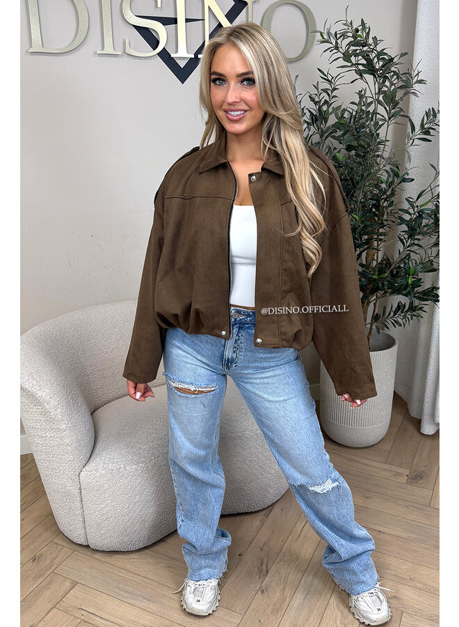 BROWN - 'ROSIE V2 JACKET' - SUEDE BOMBER JACKET