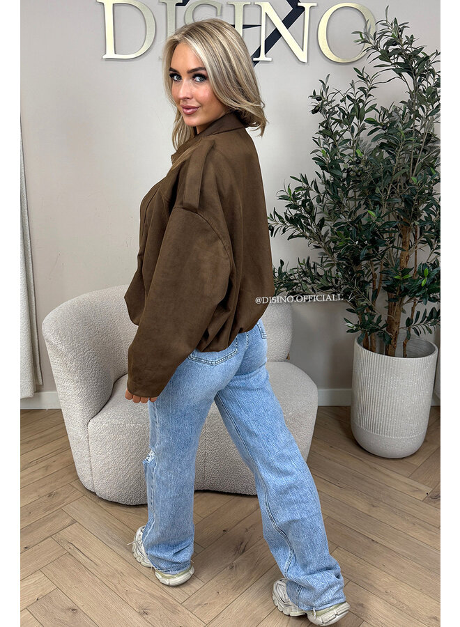 BROWN - 'ROSIE V2 JACKET' - SUEDE BOMBER JACKET