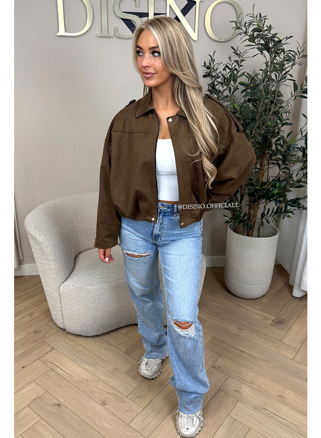 BROWN - 'ROSIE V2 JACKET' - SUEDE BOMBER JACKET