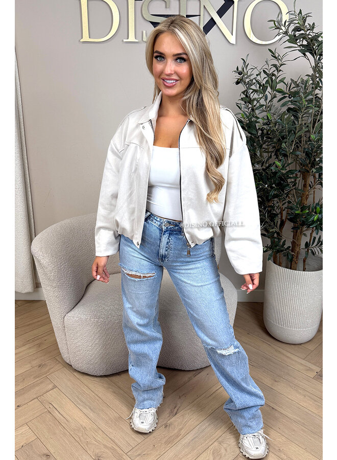 SAND - 'ROSIE V2 JACKET' - SUEDE BOMBER JACKET