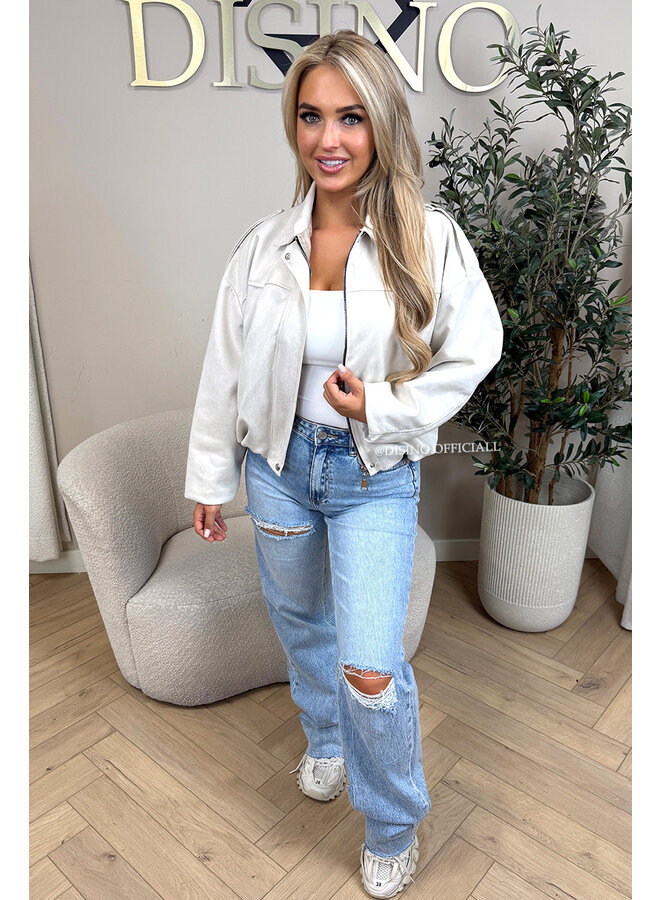SAND - 'ROSIE V2 JACKET' - SUEDE BOMBER JACKET