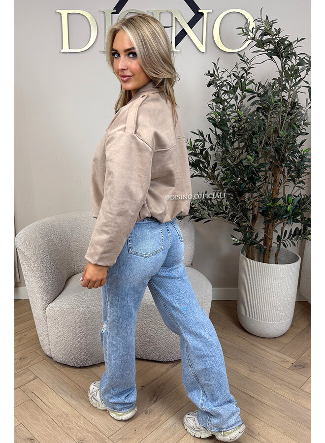 BEIGE - 'ROSIE V2 JACKET' - SUEDE BOMBER JACKET