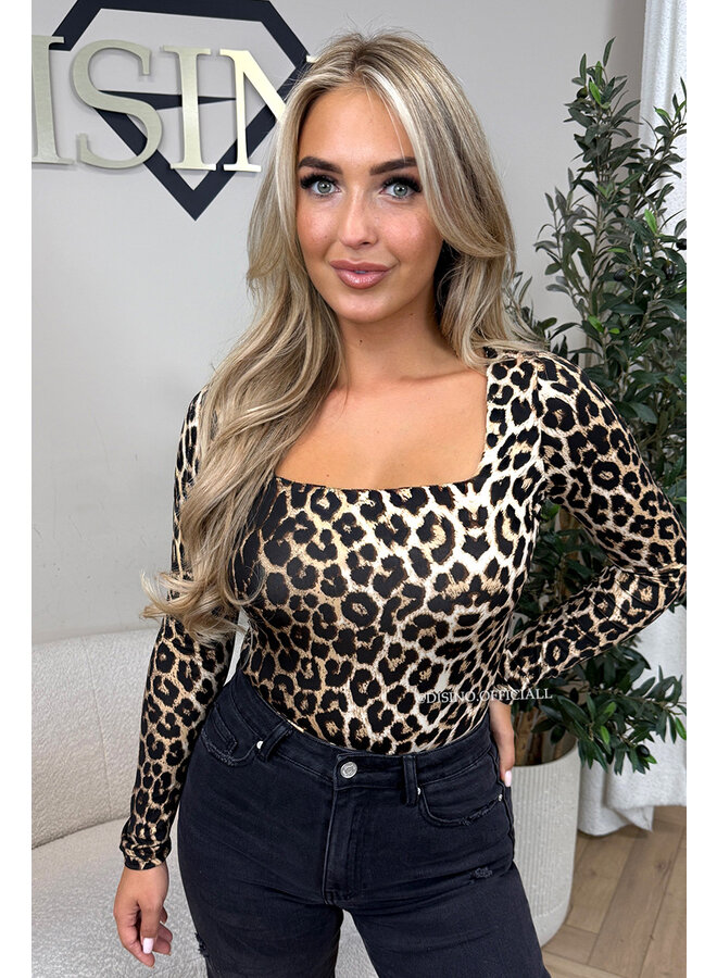 LEOPARD - 'NICOLE SQUARE' - PERFECT FIT LONG SLEEVE TOP