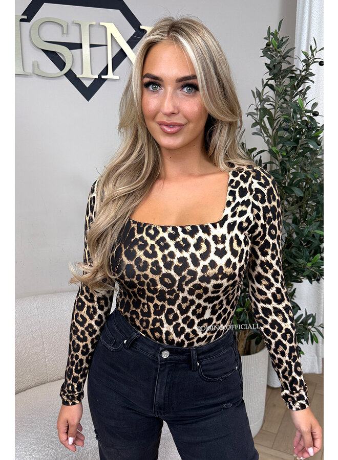 LEOPARD - 'NICOLE SQUARE' - PERFECT FIT LONG SLEEVE TOP