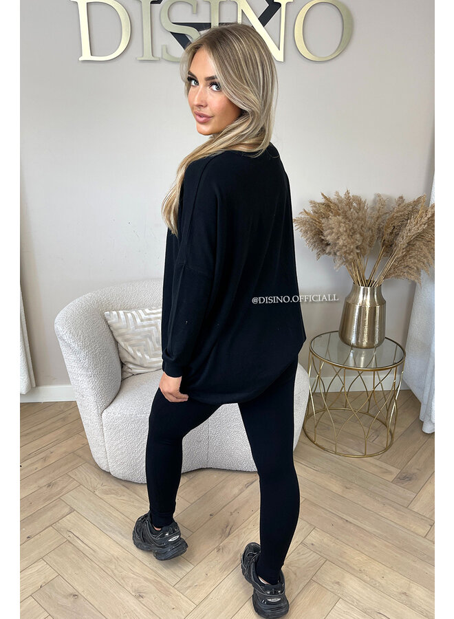 BLACK - 'KAYLEE' - FASHIONABLE SOFT COMFY SET