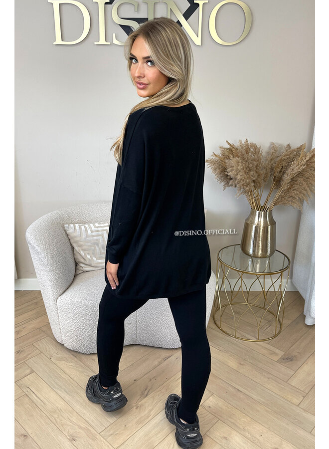 BLACK - 'KAYLEE' - FASHIONABLE SOFT COMFY SET