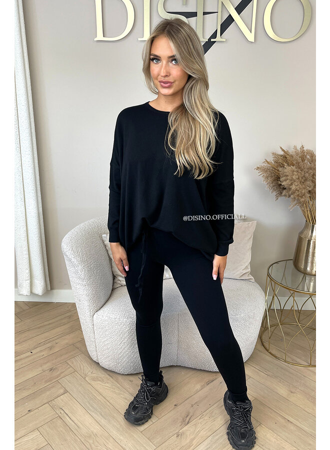 BLACK - 'KAYLEE' - FASHIONABLE SOFT COMFY SET
