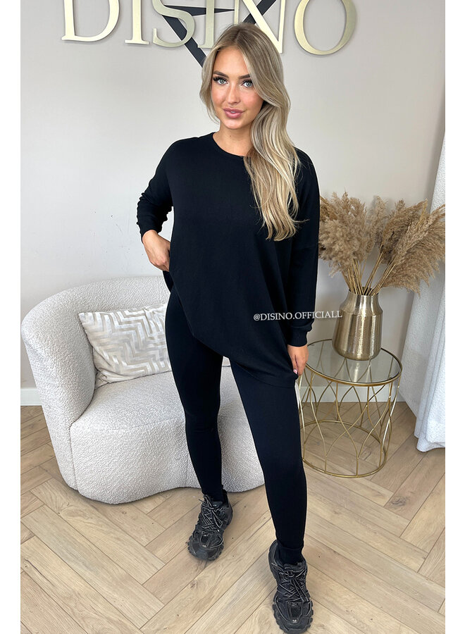 BLACK - 'KAYLEE' - FASHIONABLE SOFT COMFY SET