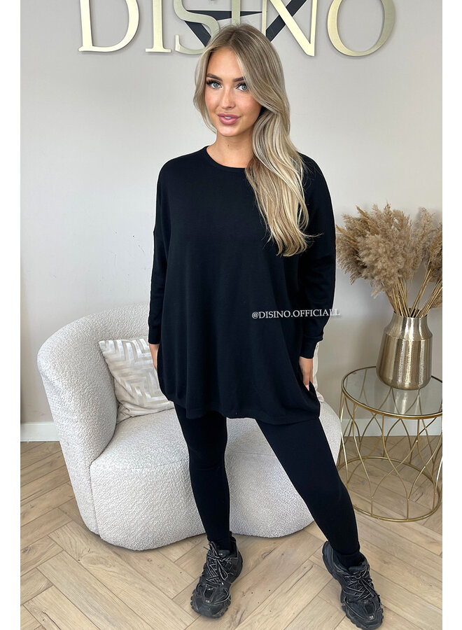 BLACK - 'KAYLEE' - FASHIONABLE SOFT COMFY SET