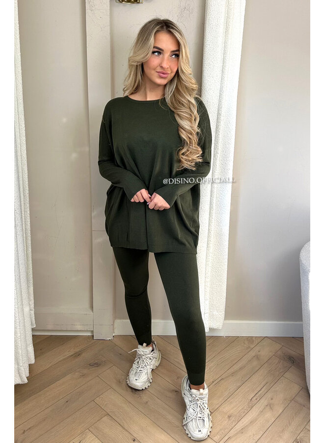 KHAKI GREEN - 'KAYLEE' - FASHIONABLE SOFT COMFY SET