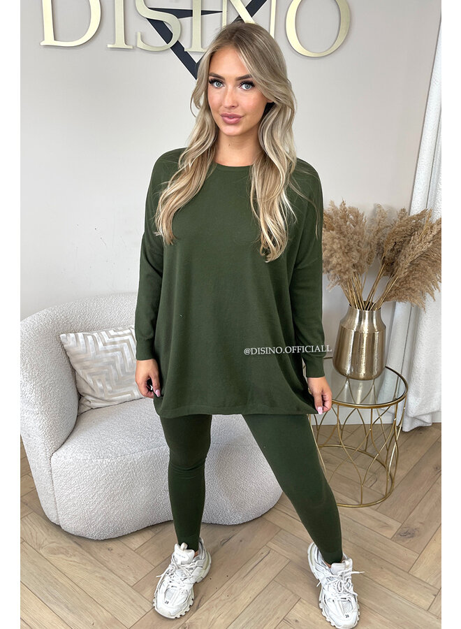 KHAKI GREEN - 'KAYLEE' - FASHIONABLE SOFT COMFY SET