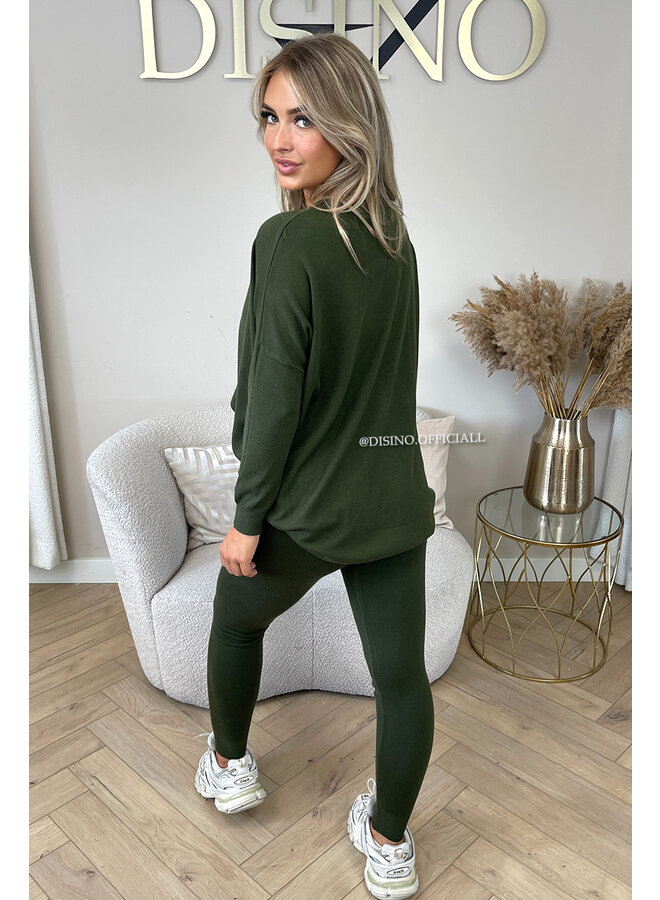 KHAKI GREEN - 'KAYLEE' - FASHIONABLE SOFT COMFY SET