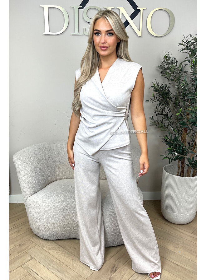 BEIGE - 'AURORA SET' - CHIQUE COMFY TOP + PANTS SET