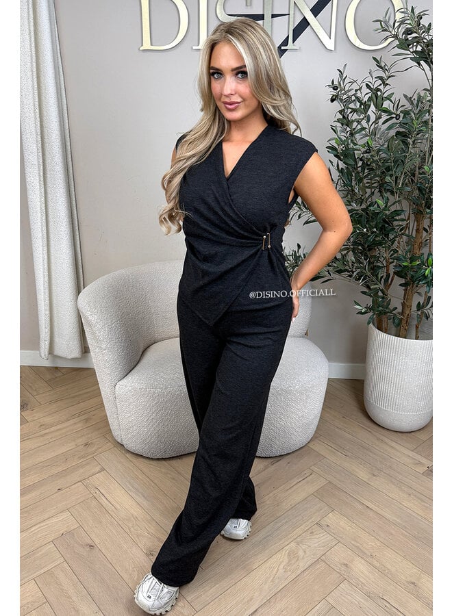 BLACK - 'AURORA SET' - CHIQUE COMFY TOP + PANTS SET