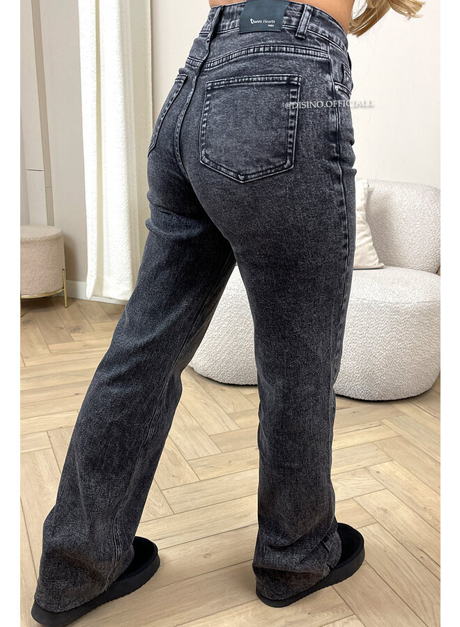 WASHED BLACK - 'VANCOUVER' - STRETCH EXTRA LONG WIDE LEG JEANS