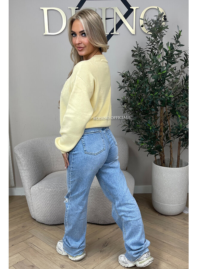 YELLOW - 'ZIRA SWEATER' - REDEFINED SPORTS CLUB RIBBED SWEATER