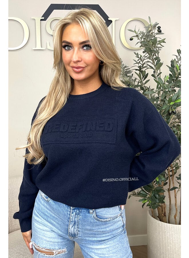 NAVY BLUE - 'ZIRA SWEATER' - REDEFINED SPORTS CLUB RIBBED SWEATER