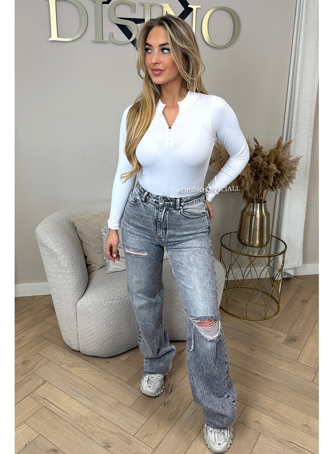 WHITE - 'TYRA BODYSUIT' - SUPER SHAPING RIBBED BODYSUIT