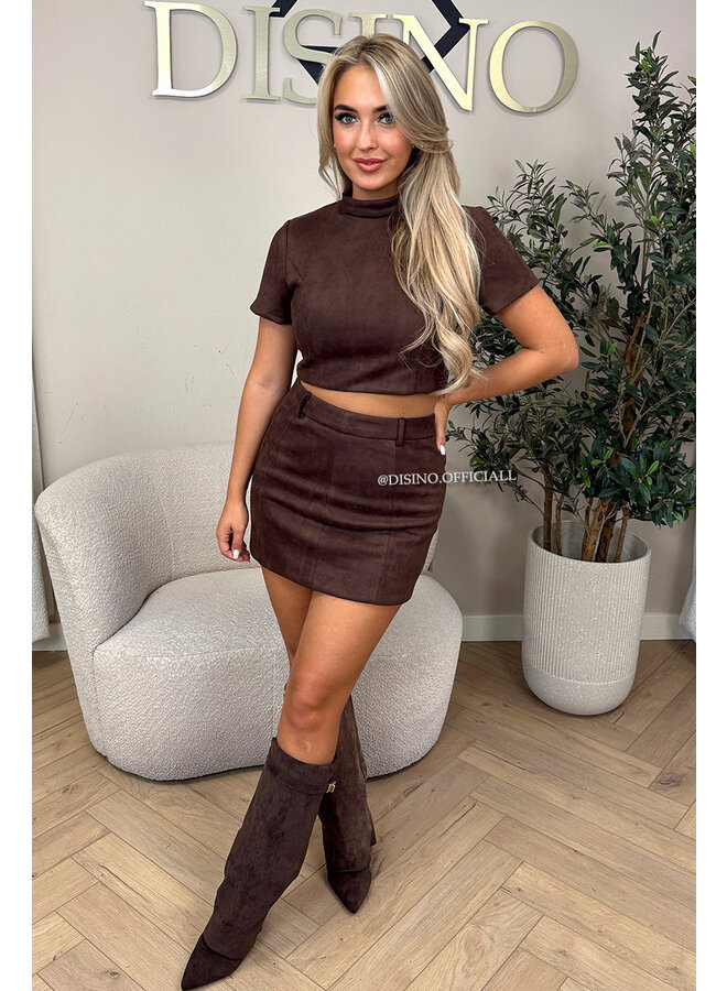 CHOCO - 'CHIARA SET' - STATEMENT SUEDE TOP + SKIRT SET