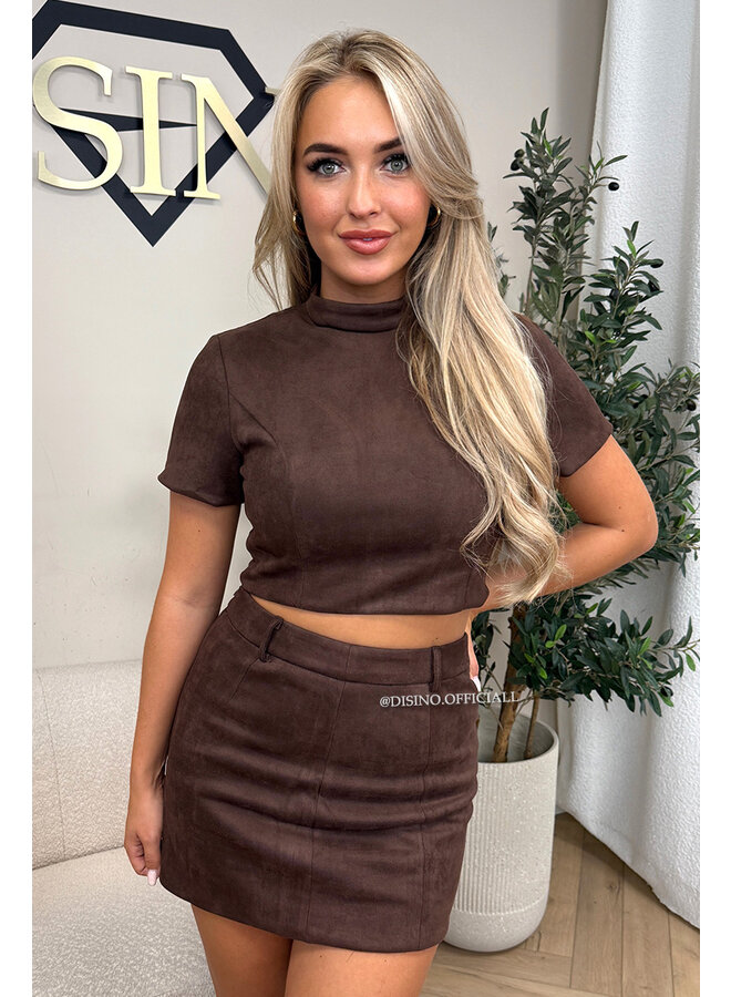 CHOCO - 'CHIARA SET' - STATEMENT SUEDE TOP + SKIRT SET