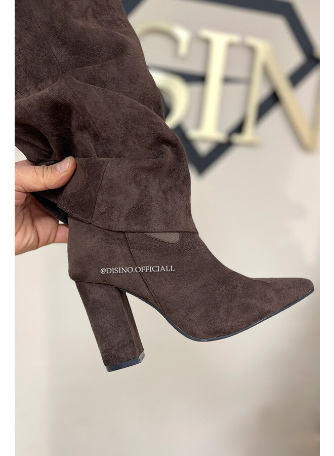 CHOCO - 'SUEDE SHARK BOOTS' - PREMIUM QUALITY PERFECT HIGH HEELS