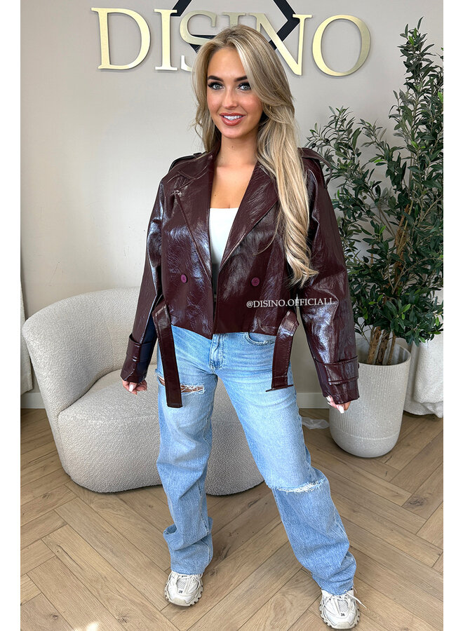 BORDEAUX - 'ROXANE BIKER JACKET' - PRETTY LAQUÉ BIKER JACKET