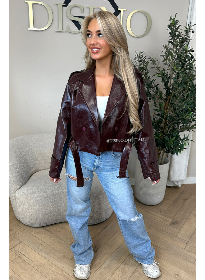 BORDEAUX - 'ROXANE BIKER JACKET' - PRETTY LAQUÉ BIKER JACKET