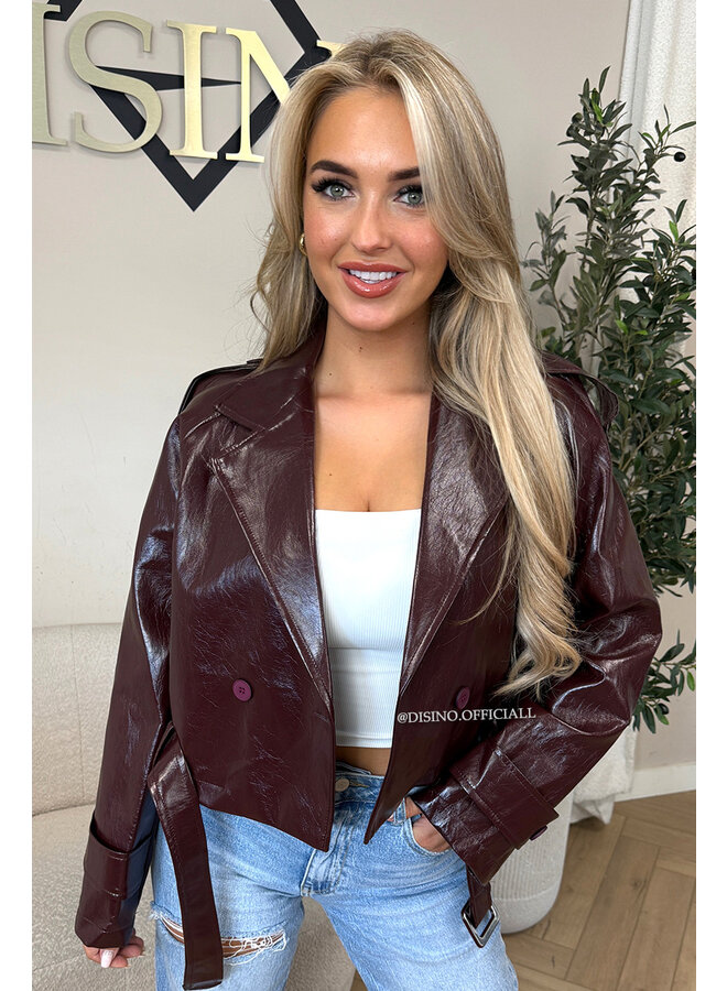 BORDEAUX - 'ROXANE BIKER JACKET' - PRETTY LAQUÉ BIKER JACKET