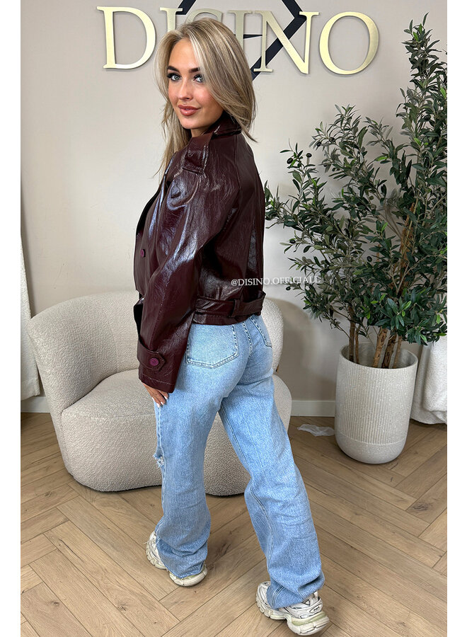 BORDEAUX - 'ROXANE BIKER JACKET' - PRETTY LAQUÉ BIKER JACKET
