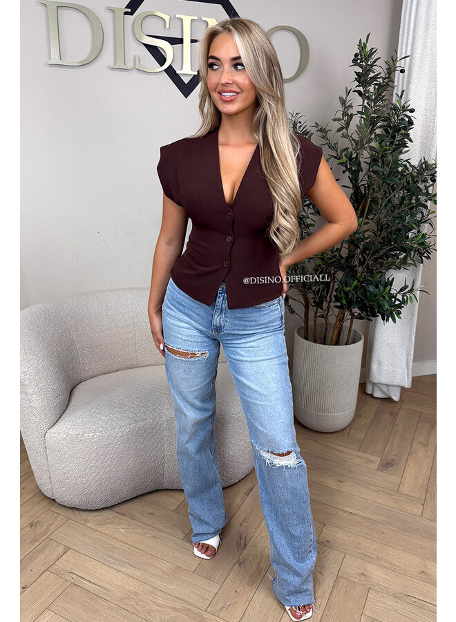 CHOCO - 'SORAYA TOP' - TAILORED GILET TOP