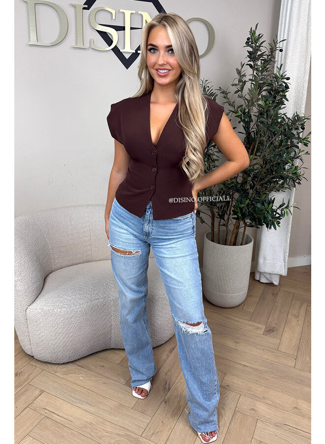 CHOCO - 'SORAYA TOP' - TAILORED GILET TOP