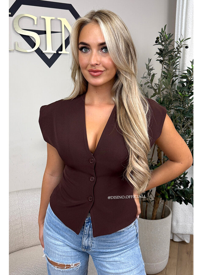 CHOCO - 'SORAYA TOP' - TAILORED GILET TOP
