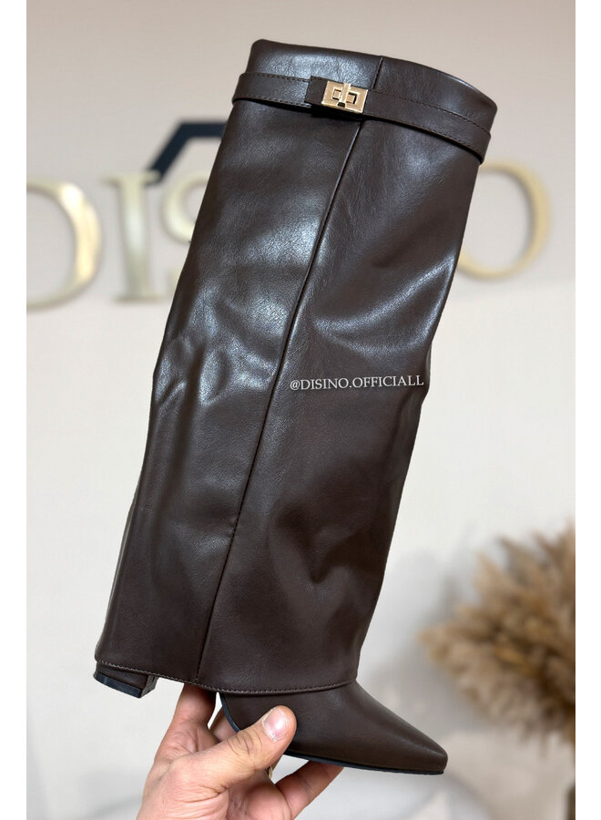 CHOCO - 'LEATHER SHARK BOOTS' - PREMIUM QUALITY PERFECT HIGH HEELS