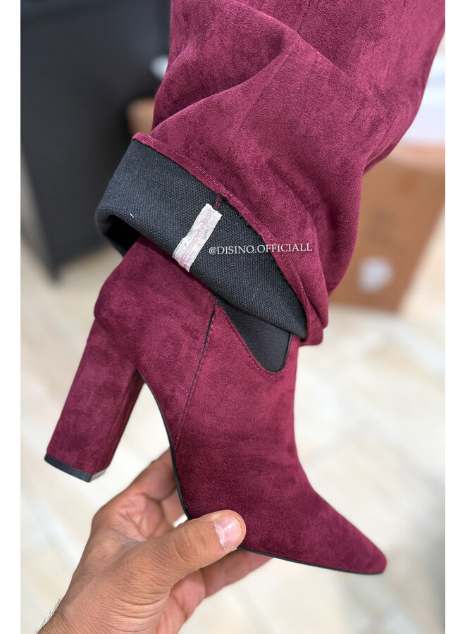 BORDEAUX - 'SUEDE SHARK BOOTS' - PREMIUM QUALITY PERFECT HIGH HEELS