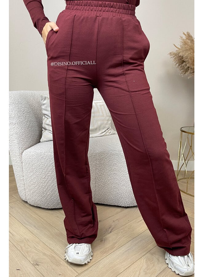 BORDEAUX - 'EVI COMFY PANTS' - PREMIUM QUALITY WIDE LEG JOGGER PANTS