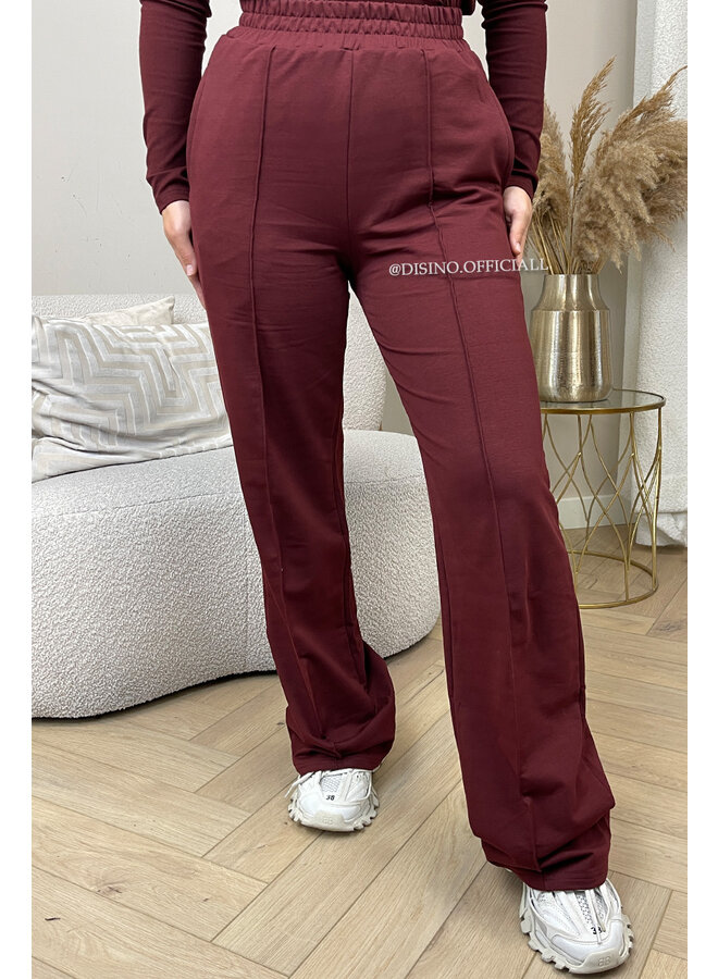 BORDEAUX - 'EVI COMFY PANTS' - PREMIUM QUALITY WIDE LEG JOGGER PANTS