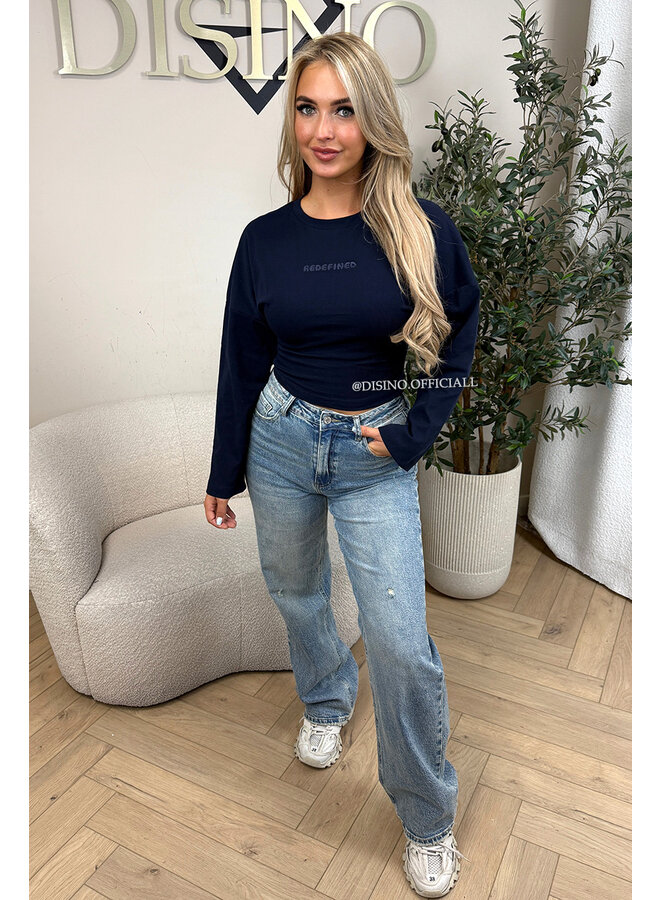 NAVY BLUE - 'SNATCHED LONGSLEEVE' - PREMIUM QUALITY REDEFINED LONGSLEEVE  TOP