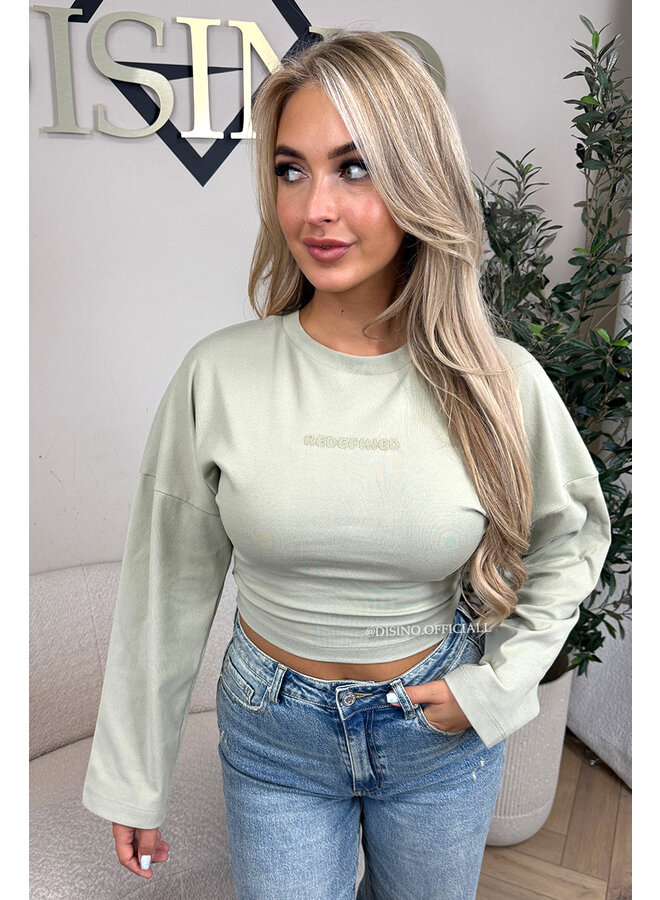 SAGE GREEN - 'SNATCHED LONGSLEEVE' - PREMIUM QUALITY REDEFINED LONGSLEEVE  TOP