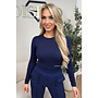 NAVY BLUE - 'LINDSEY TOP' - STRETCH PERFECT FIT LONG SLEEVE TOP