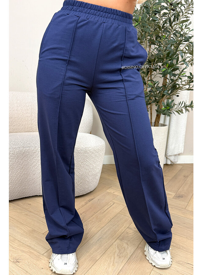 NAVY BLUE - 'EVI COMFY PANTS' - PREMIUM QUALITY WIDE LEG JOGGER PANTS