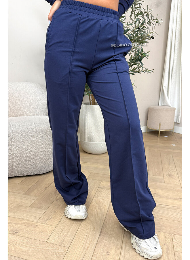 NAVY BLUE - 'EVI COMFY PANTS' - PREMIUM QUALITY WIDE LEG JOGGER PANTS