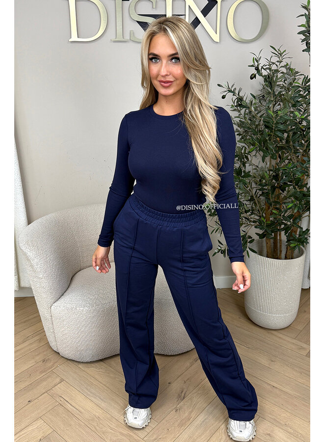 NAVY BLUE - 'EVI COMFY PANTS' - PREMIUM QUALITY WIDE LEG JOGGER PANTS