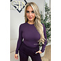 PURPLE - 'LINDSEY TOP' - STRETCH PERFECT FIT LONG SLEEVE TOP